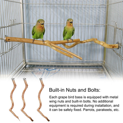 Perca natural para loros, ramas de pie, accesorios para pájaros.
