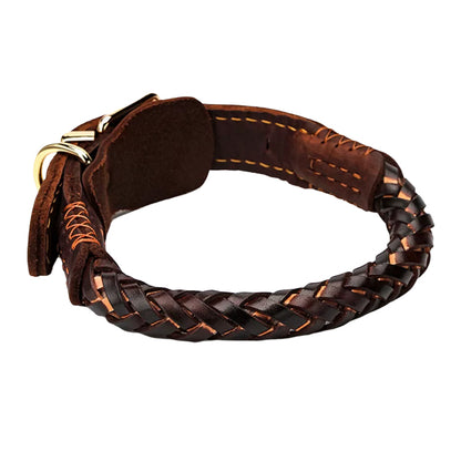 Collar de cuero trenzado de ocho hebras para un perro, Collar de cuero Real