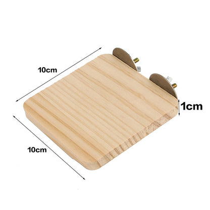 Plataforma de soporte de madera para perca, estante rectangular en forma de abanico.