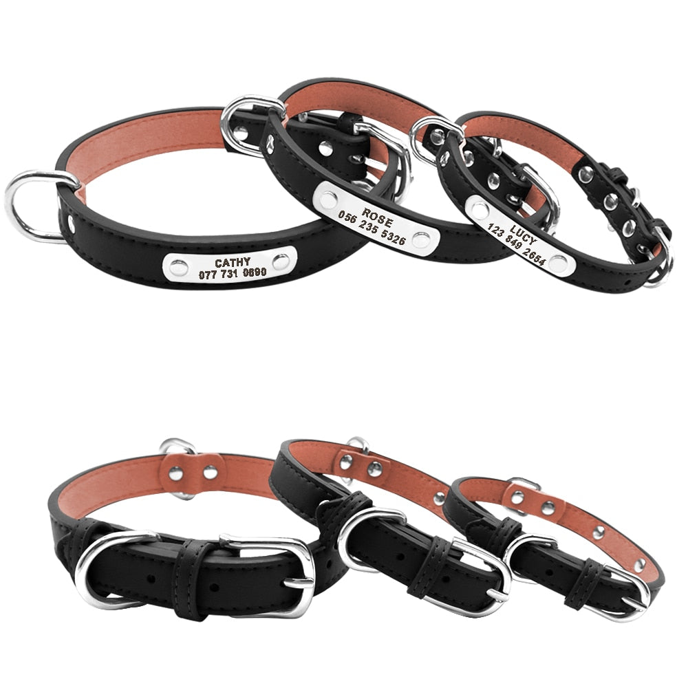 Collar para perros personalizado, accesorio para mascotas de piel sintética, acolchado, perfecto para perros pequeños, medianos, grandes, disponible en 4 tamaños - Mascotalux