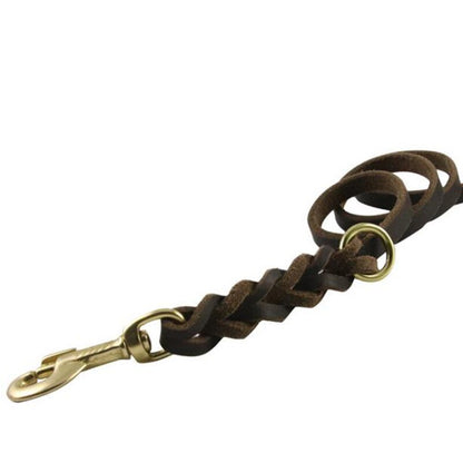 Correa de cuero auténtico para perro, correa trenzada de tamaño extra largo, hecha a mano. Cuerda de cadena de entrenamiento de mascotas para pastor alemán.