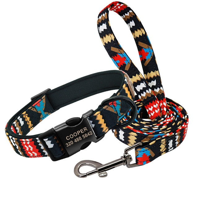 Collar personalizado con correa para perro, correa de nailon personalizada para identificación de mascotas.