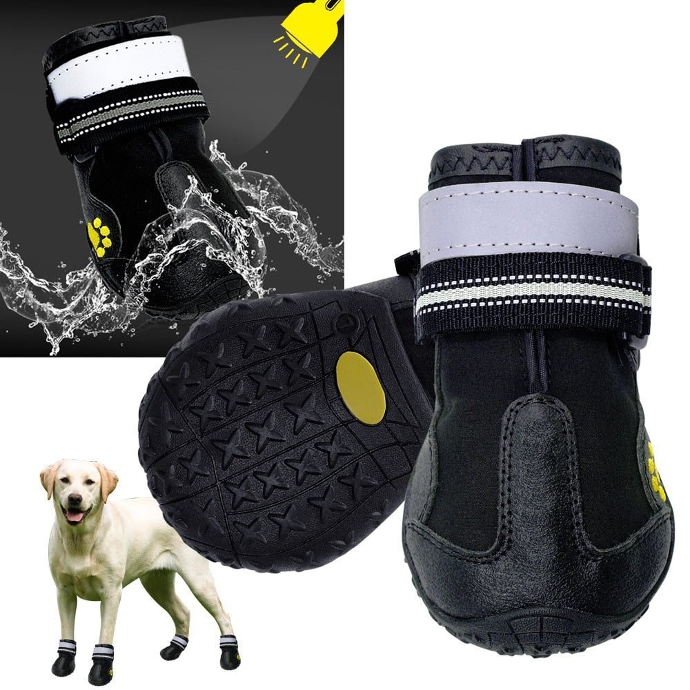 Zapatos reflectantes para perros, calzado impermeable, botines cálidos para nieve y lluvia.