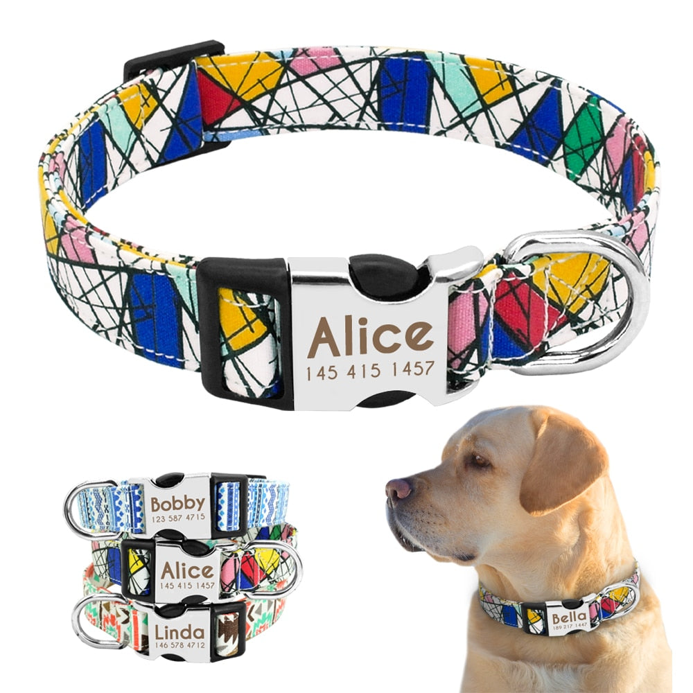 Collar para perro, personalizado con placa de etiqueta de identificación grabada