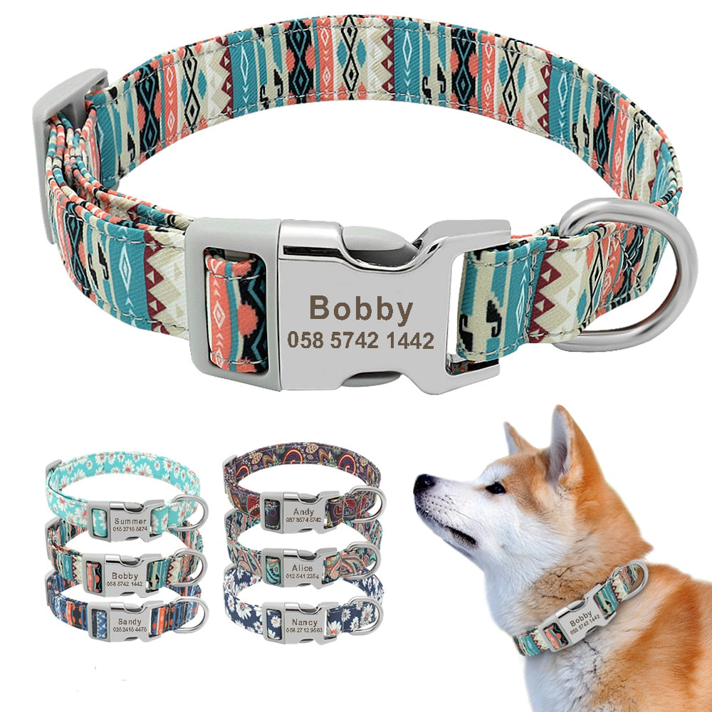 Collar de nailon con estampados personalizados para mascotas