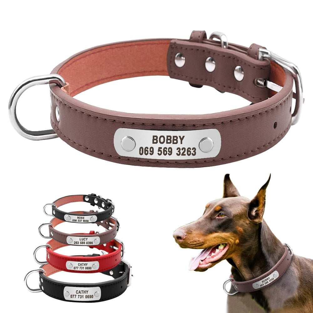 Collar para perros personalizado, accesorio para mascotas de piel sintética, acolchado, perfecto para perros pequeños, medianos, grandes, disponible en 4 tamaños - Mascotalux