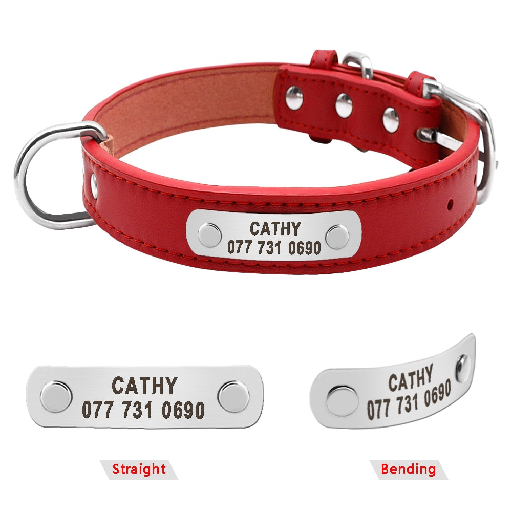 Collar para perros personalizado, accesorio para mascotas de piel sintética, acolchado, perfecto para perros pequeños, medianos, grandes, disponible en 4 tamaños - Mascotalux