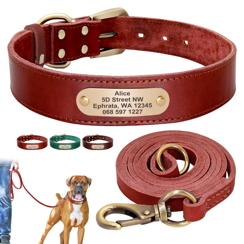 Collar personalizado de cuero para perros. Etiqueta de mascota. Collares suaves.