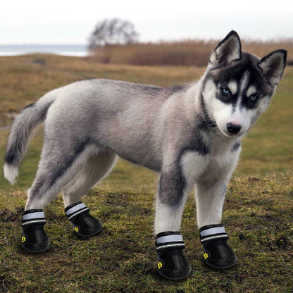 Zapatos reflectantes para perros, calzado impermeable, botines cálidos para nieve y lluvia.