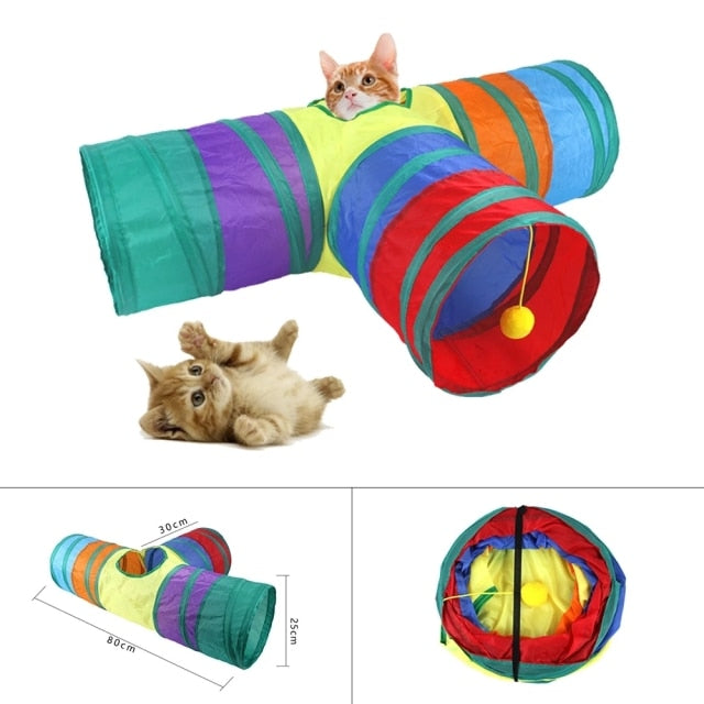 Túnel de Gato de 5/4/3 agujeros para gatos, Juguetes divertidos plegables para gatos.
