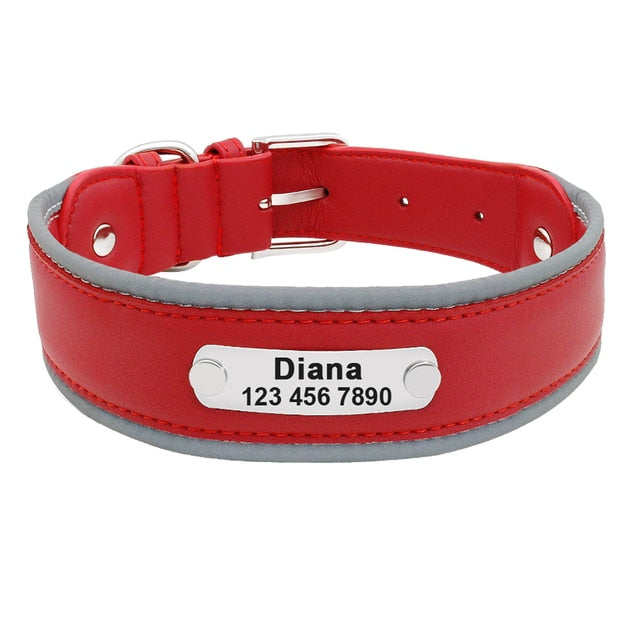 Collar de cuero personalizado para perro, correa ajustable para mascotas, caña para perros medianos y grandes, Pitbull, Bulldog, Bull Terrier