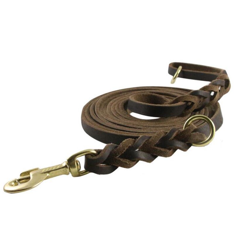 Correa de cuero auténtico para perro, correa trenzada de tamaño extra largo, hecha a mano. Cuerda de cadena de entrenamiento de mascotas para pastor alemán.